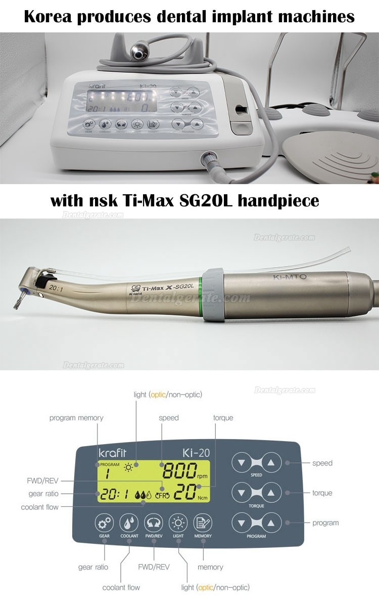 SAEYANG Krafit Ki-20 Implantat Chirurgie Brushless Motor System mit 20: 1 Implantat Winkelst&uuml;cke Handst&uuml;ck